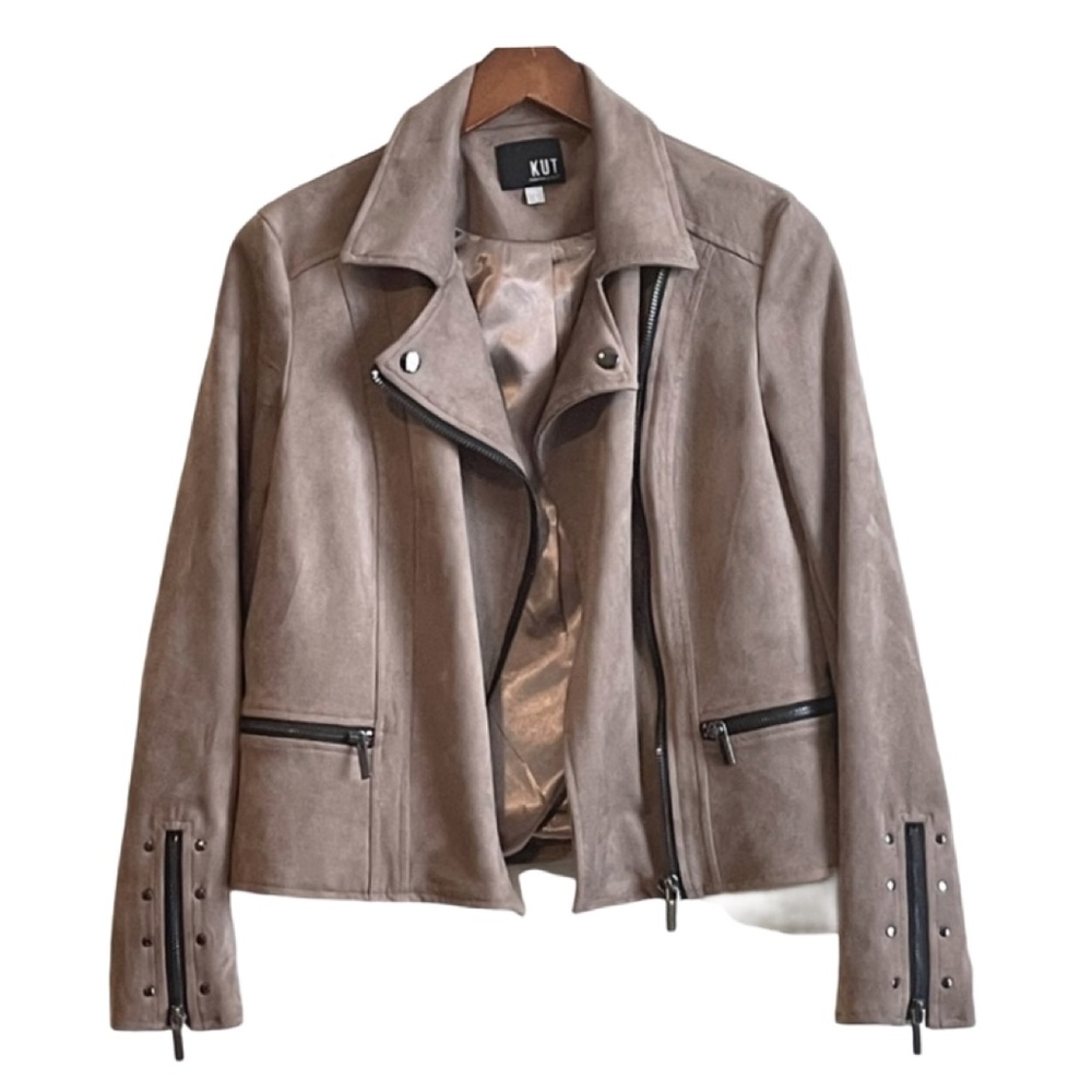 NWOT Kut From The Kloth Faux Suede Drape Moto Jacket Sz S - Picture 1 of 6